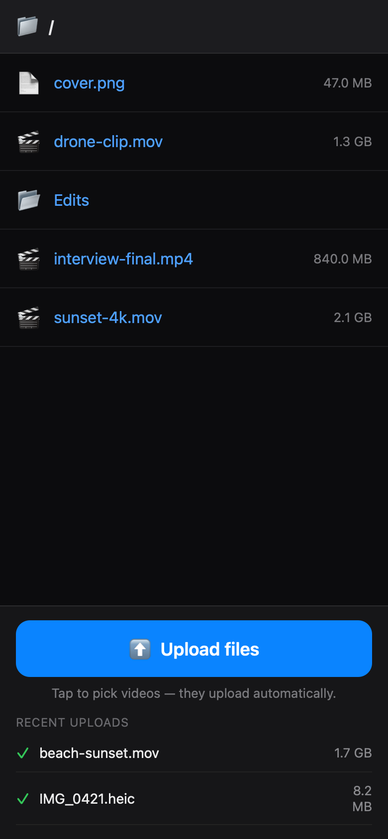 MacDrop upload page open in a phone browser